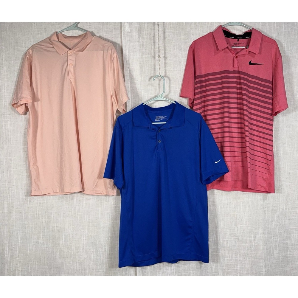 Nike Golf Men's Large L Golf Polo Collared Short Sleeve Shirts Lot of 3